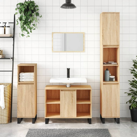 vidaXL Bathroom Cabinet Sonoma Oak 80x33x60 cm Engineered Wood