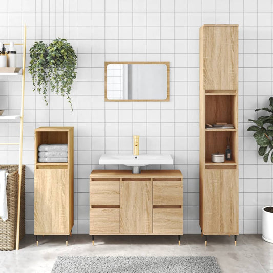 vidaXL Bathroom Cabinet Sonoma Oak 80x33x60 cm Engineered Wood