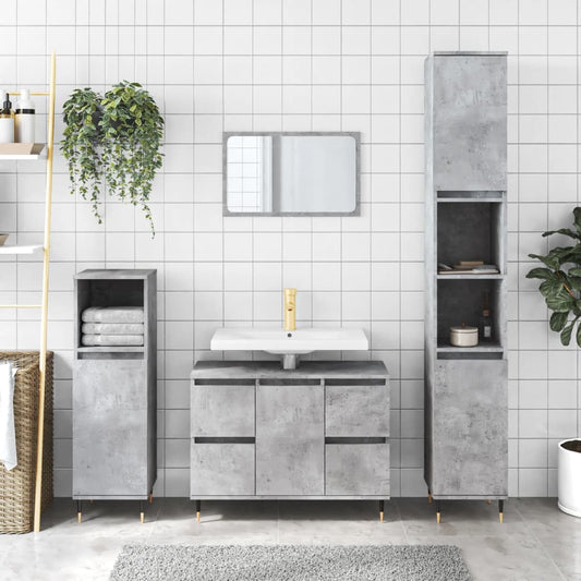 vidaXL Bathroom Cabinet Concrete Grey 80x33x60 cm Engineered Wood