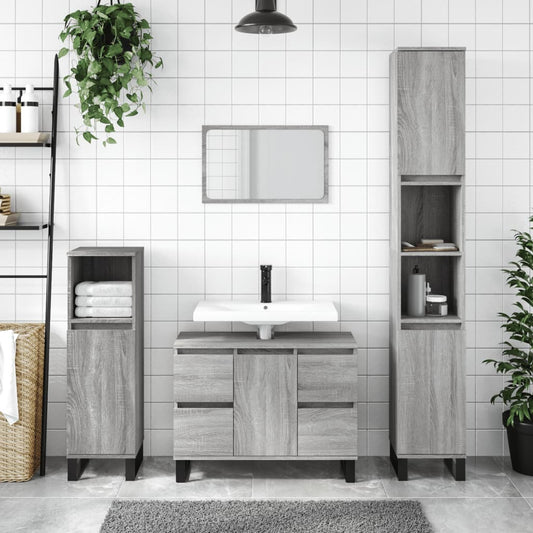 vidaXL Bathroom Cabinet Grey Sonoma 80x33x60 cm Engineered Wood