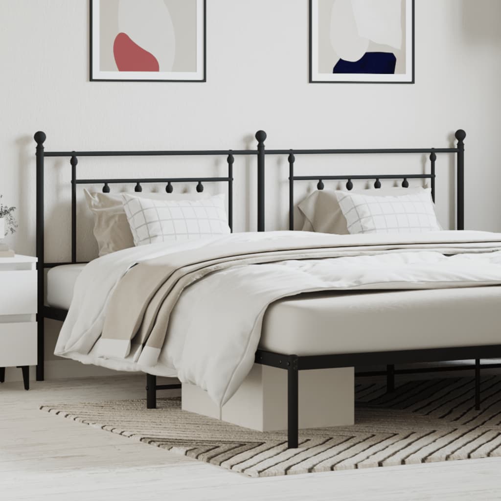 vidaXL Metal Headboard Black 193 cm