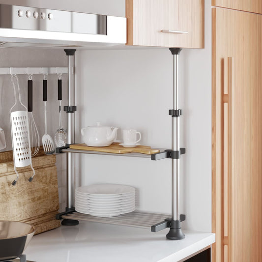 vidaXL Kitchen Shelf 50x25x(50-70) cm Aluminium