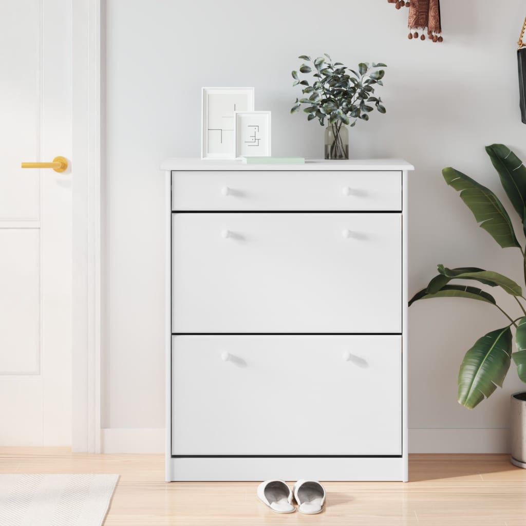 vidaXL Shoe Cabinet ALTA White 77x35x96 cm Solid Wood Pine