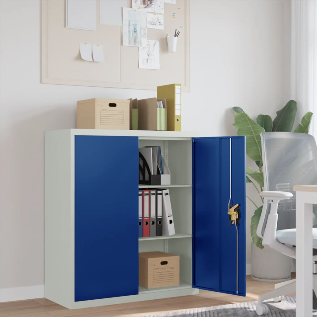 vidaXL File Cabinet Light Grey and Blue 90x40x105 cm Steel