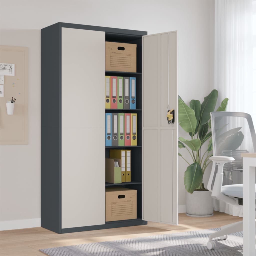 vidaXL File Cabinet Anthracite and White 90x40x180 cm Steel