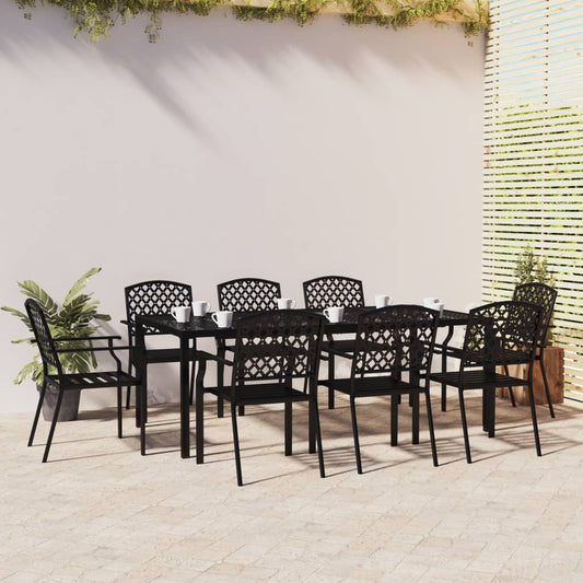 vidaXL 9 Piece Garden Dining Set Anthracite Steel