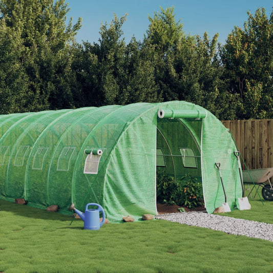 vidaXL Greenhouse with Steel Frame Green 42 må_ 14x3x2 m