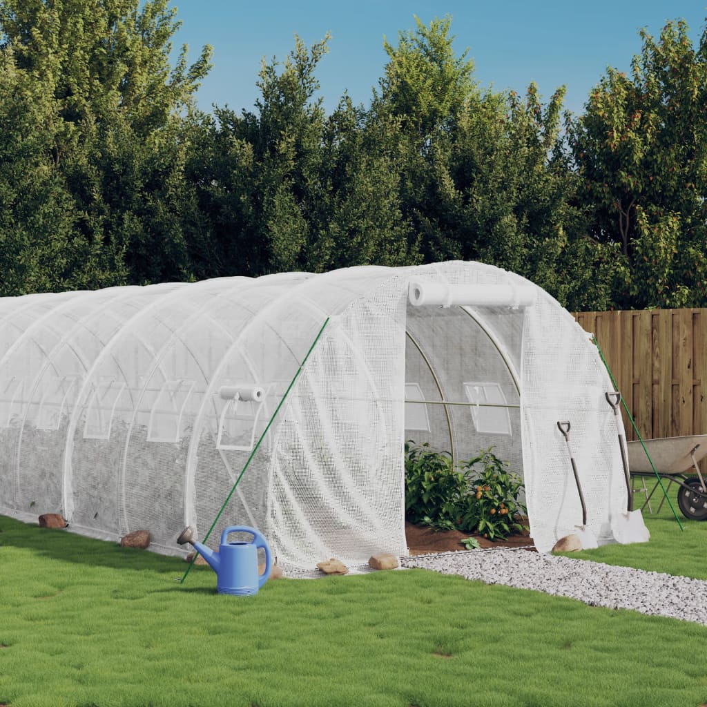vidaXL Greenhouse with Steel Frame White 48 må_ 16x3x2 m