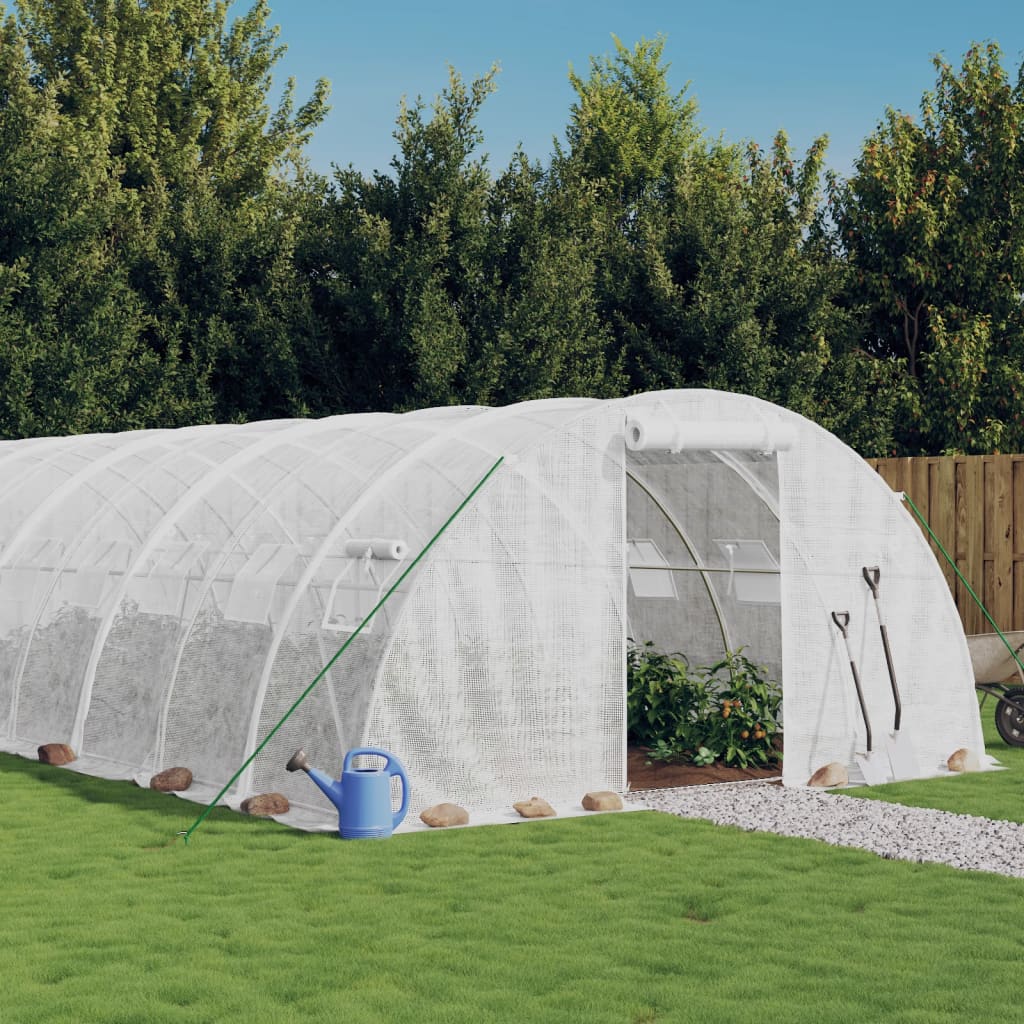 vidaXL Greenhouse with Steel Frame White 40 må_ 10x4x2 m