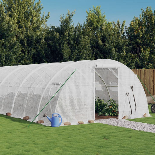 vidaXL Greenhouse with Steel Frame White 96 må_ 24x4x2 m