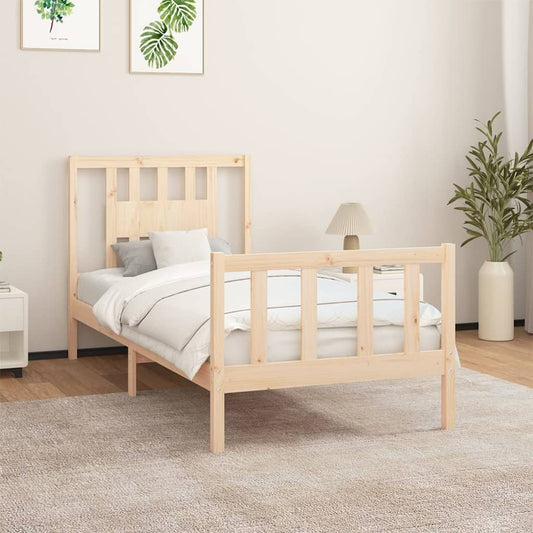 vidaXL Bed Frame with Headboard Solid Wood Pine 90x200 cm