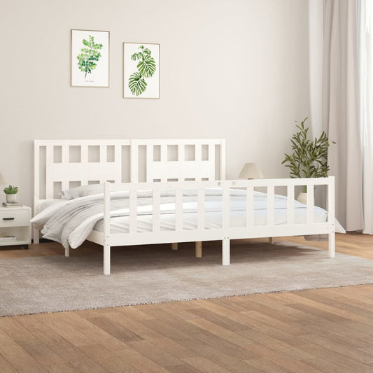 vidaXL Bed Frame with Headboard White Solid Wood Pine 200x200 cm