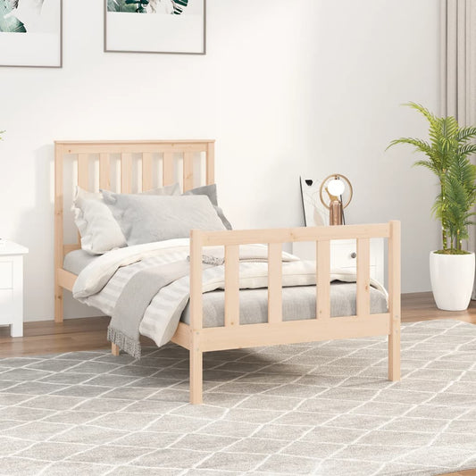 vidaXL Bed Frame with Headboard 90x200 cm Solid Wood Pine