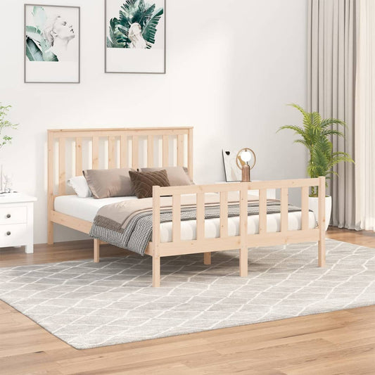 vidaXL Bed Frame with Headboard 120x200 cm Solid Wood Pine