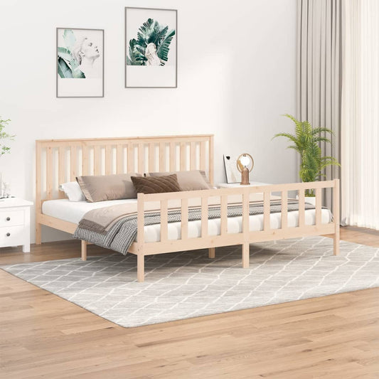 vidaXL Bed Frame with Headboard 200x200 cm Solid Wood Pine
