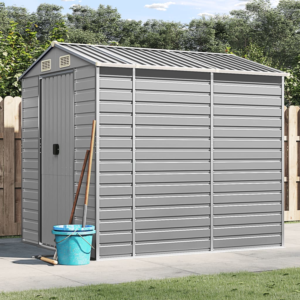 vidaXL Garden Shed Light Grey 191x215x198 cm Galvanised Steel