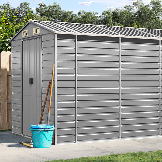 vidaXL Garden Shed Light Grey 191x895x198 cm Galvanised Steel