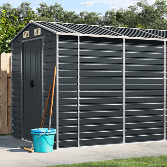 vidaXL Garden Shed Anthracite 191x895x198 cm Galvanised Steel