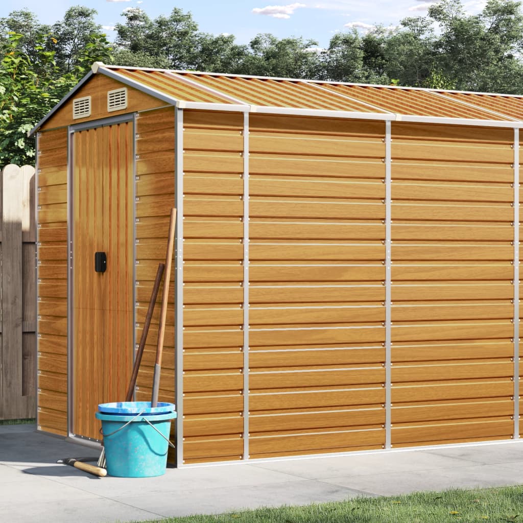 vidaXL Garden Shed Light Brown 191x810x198 cm Galvanised Steel