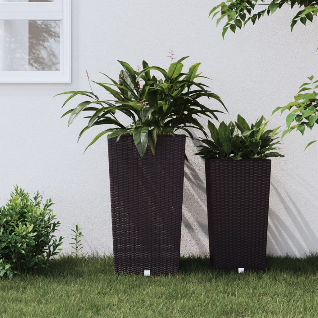 vidaXL Planter with Removable Inner Brown 21 / 49 L PP Rattan