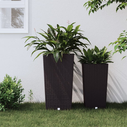 vidaXL Planter with Removable Inner Brown 21 / 49 L PP Rattan