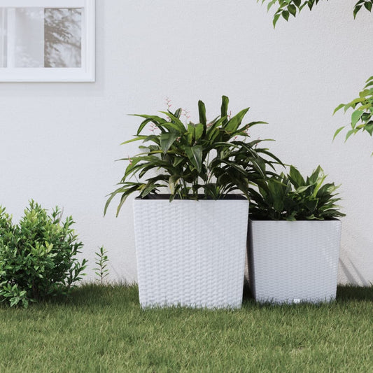 vidaXL Planter with Removable Inner White 37 / 64 L PP Rattan