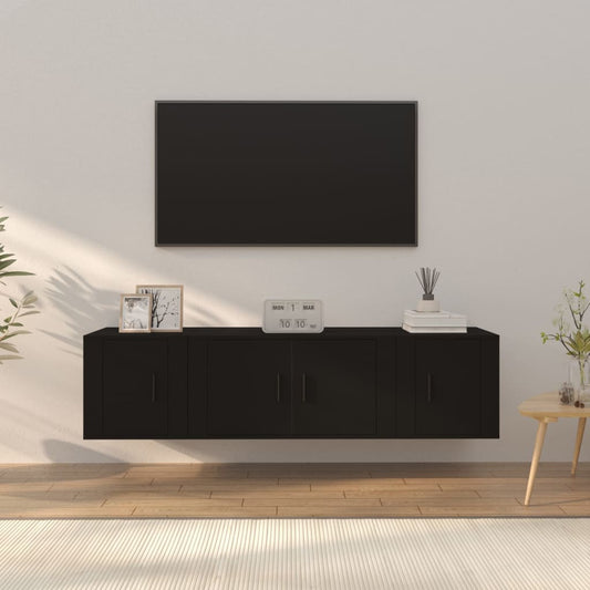 vidaXL 3 Piece TV Cabinet Set Black Engineered Wood