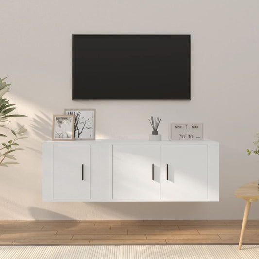 vidaXL 2 Piece TV Cabinet Set White Engineered Wood