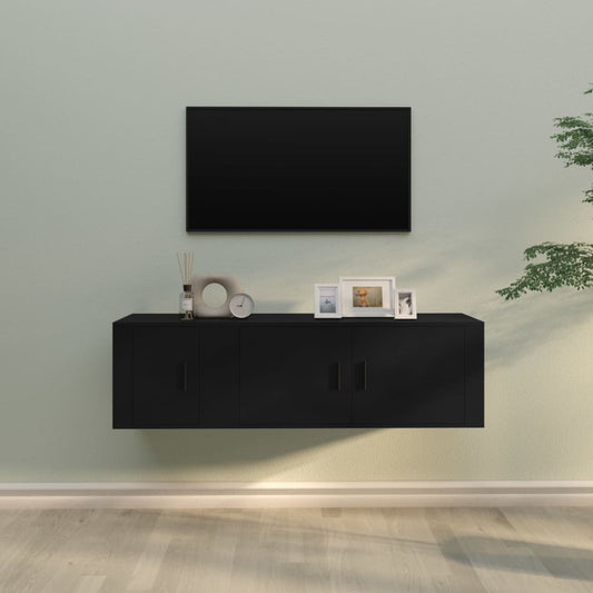vidaXL 2 Piece TV Cabinet Set Black Engineered Wood