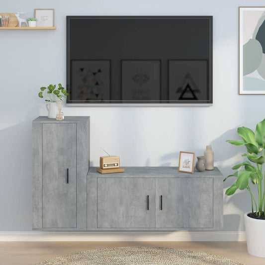 vidaXL 2 Piece TV Cabinet Set Concrete Grey Engineered Wood