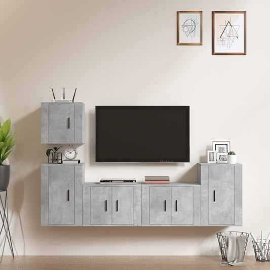 vidaXL 5 Piece TV Cabinet Set Concrete Grey Engineered Wood