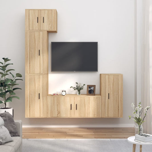 vidaXL 5 Piece TV Cabinet Set Sonoma Oak Engineered Wood