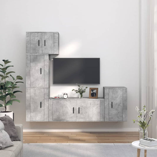 vidaXL 5 Piece TV Cabinet Set Concrete Grey Engineered Wood