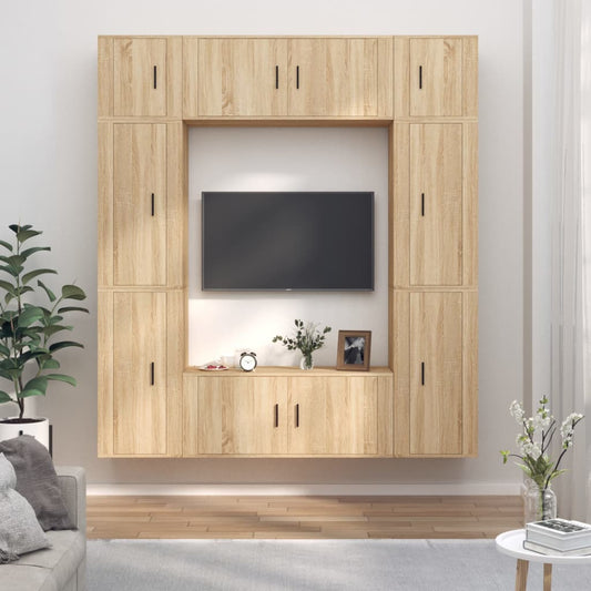 vidaXL 8 Piece TV Cabinet Set Sonoma Oak Engineered Wood