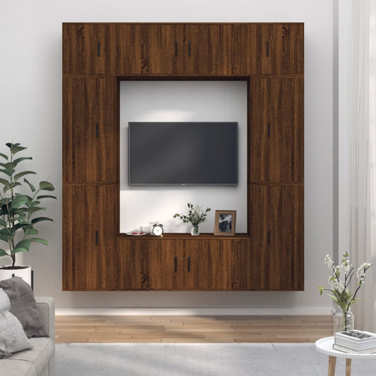vidaXL 8 Piece TV Cabinet Set Brown Oak Engineered Wood