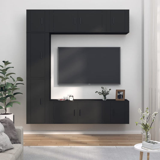 vidaXL 7 Piece TV Cabinet Set Black Engineered Wood