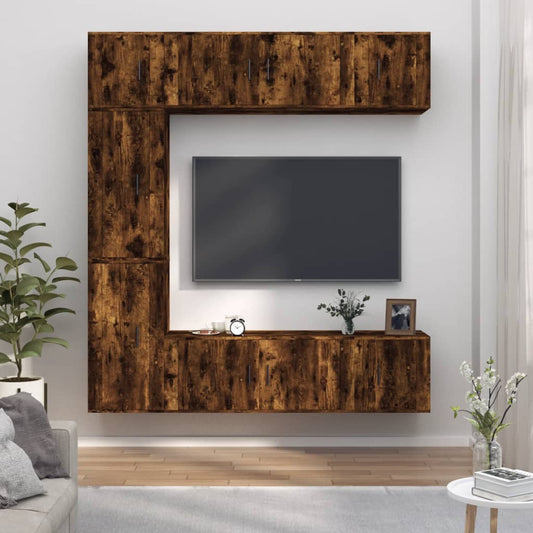 vidaXL 7 Piece TV Cabinet Set Smoked Oak Engineered Wood