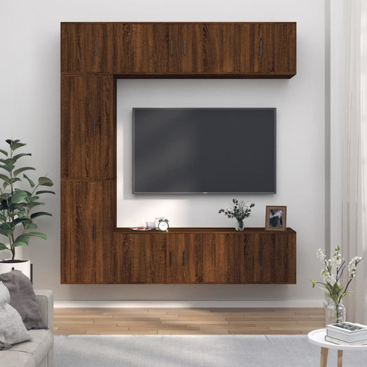 vidaXL 7 Piece TV Cabinet Set Brown Oak Engineered Wood