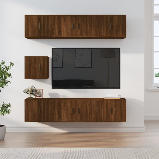 vidaXL 7 Piece TV Cabinet Set Brown Oak Engineered Wood