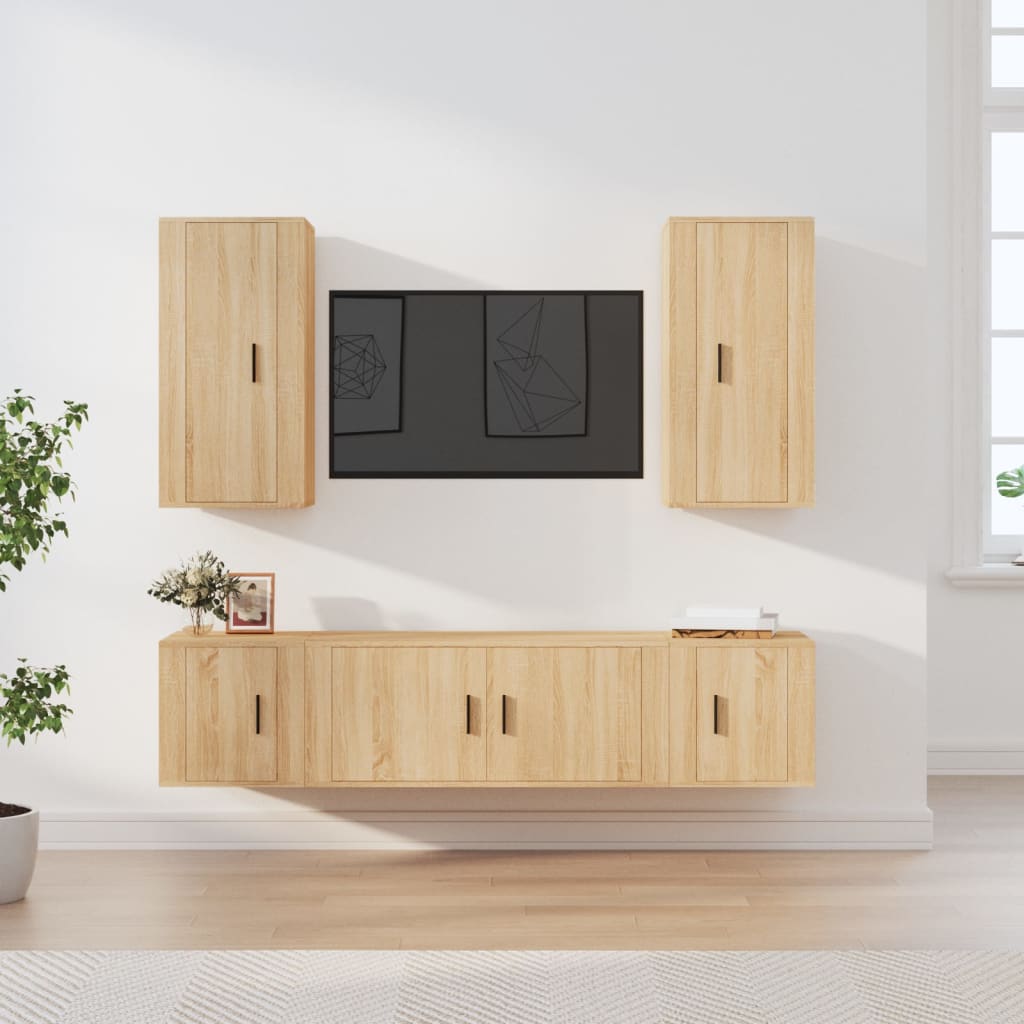 vidaXL 5 Piece TV Cabinet Set Sonoma Oak Engineered Wood