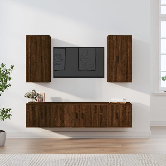vidaXL 5 Piece TV Cabinet Set Brown Oak Engineered Wood