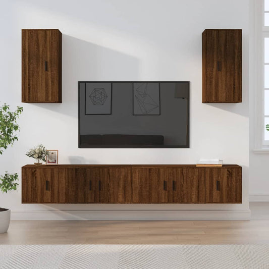 vidaXL 6 Piece TV Cabinet Set Brown Oak Engineered Wood