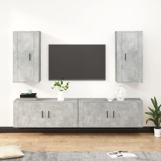 vidaXL 4 Piece TV Cabinet Set Concrete Grey Engineered Wood