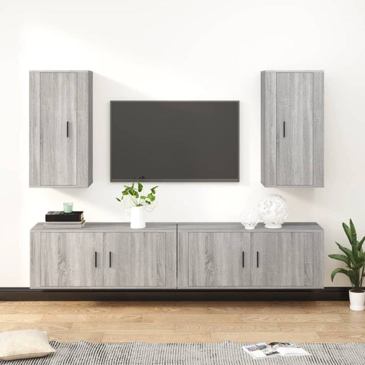 vidaXL 4 Piece TV Cabinet Set Grey Sonoma Engineered Wood