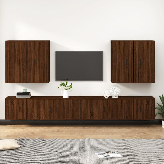 vidaXL 8 Piece TV Cabinet Set Brown Oak Engineered Wood