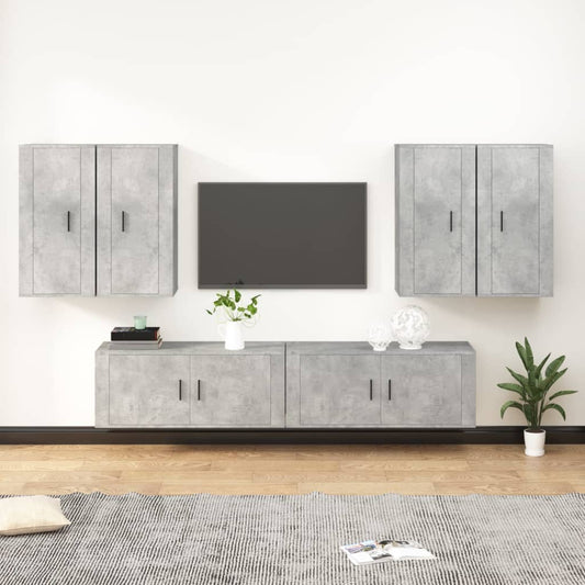 vidaXL 6 Piece TV Cabinet Set Concrete Grey Engineered Wood