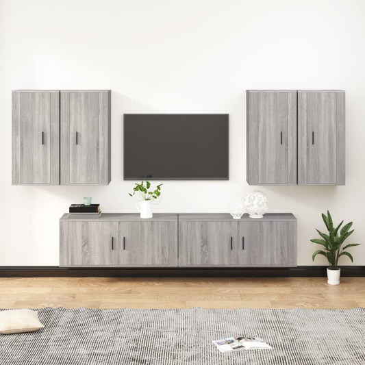 vidaXL 6 Piece TV Cabinet Set Grey Sonoma Engineered Wood