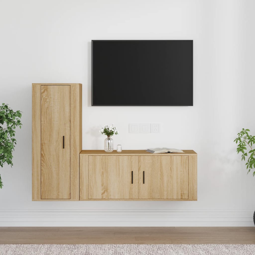 vidaXL 2 Piece TV Cabinet Set Sonoma Oak Engineered Wood