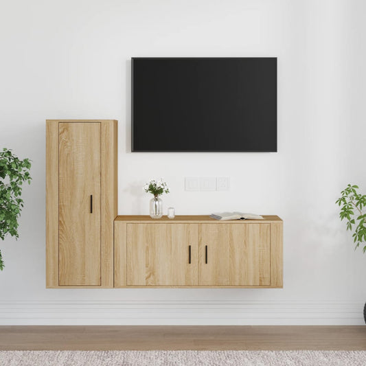 vidaXL 2 Piece TV Cabinet Set Sonoma Oak Engineered Wood