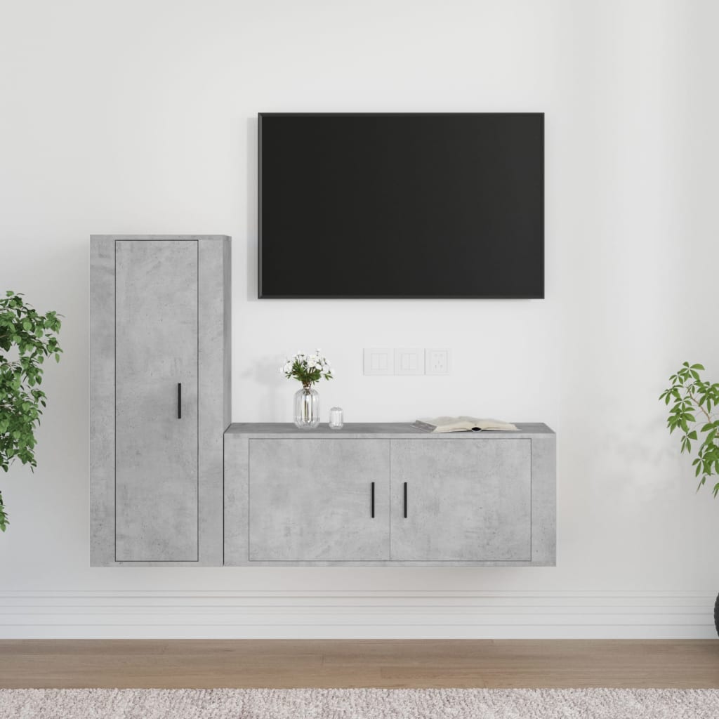 vidaXL 2 Piece TV Cabinet Set Concrete Grey Engineered Wood